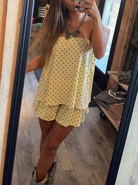 Yellow Polka Dot Strapless SET